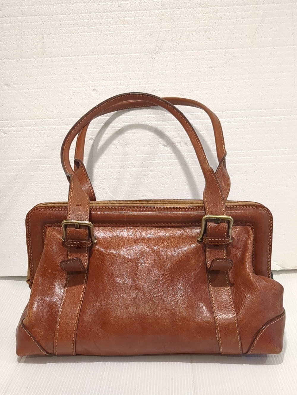 Vintage Italian Brand Brown Leather Satchel ShoulderBag